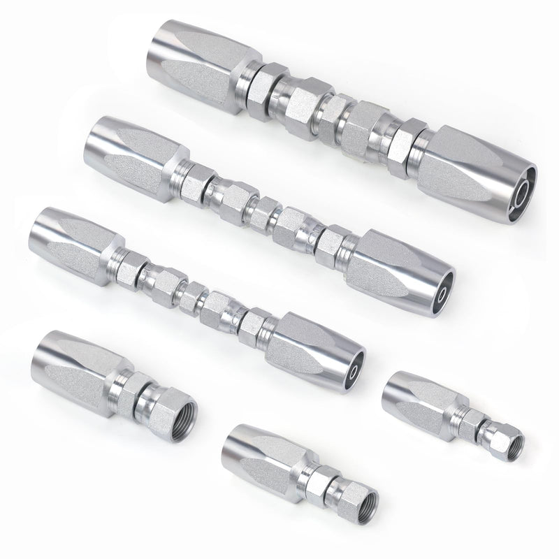 3Pcs Hydraulic Hose Field Repair Kit, 1/4", 3/8", 1/2" Inner Diameter and 6Pcs Small Repair Parts, Reusable, 08 (R2) 2-Wire Reusable Hydraulic Repair Fittings (3 Sizes and 6 Repair Parts) 1/4", 3/8", 1/2" and 6 Repair Parts