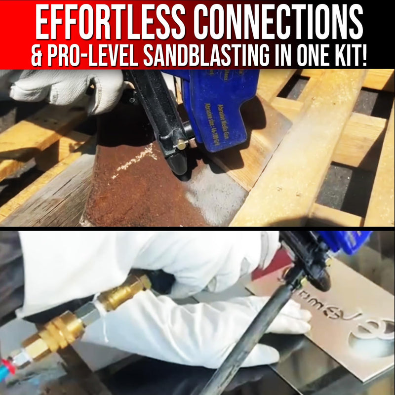 LE LEMATEC Sand Blaster Nozzle + Accessory Kit + Air Compressor Fittings – Precision Blasting & Quick Connect Solutions (Lont tip+Accessory Packet+LECU15K)