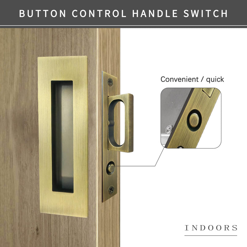 Recessed Finger Flush Pulls with Edge Pull Antique Brass - 6Inch Sliding Closet Door Handles Hardware Suitable for Pocket Door,Closet Door,Sliding Doors, Barn Door Handle