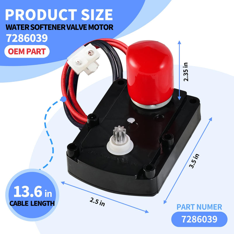 7286039 Water Softener Valve Motor with Screws Replaces Old Part Numbers: 7281291,7384691,7234731,7228900, WS26X10021,WS26X21821,Fit for Softener Systems