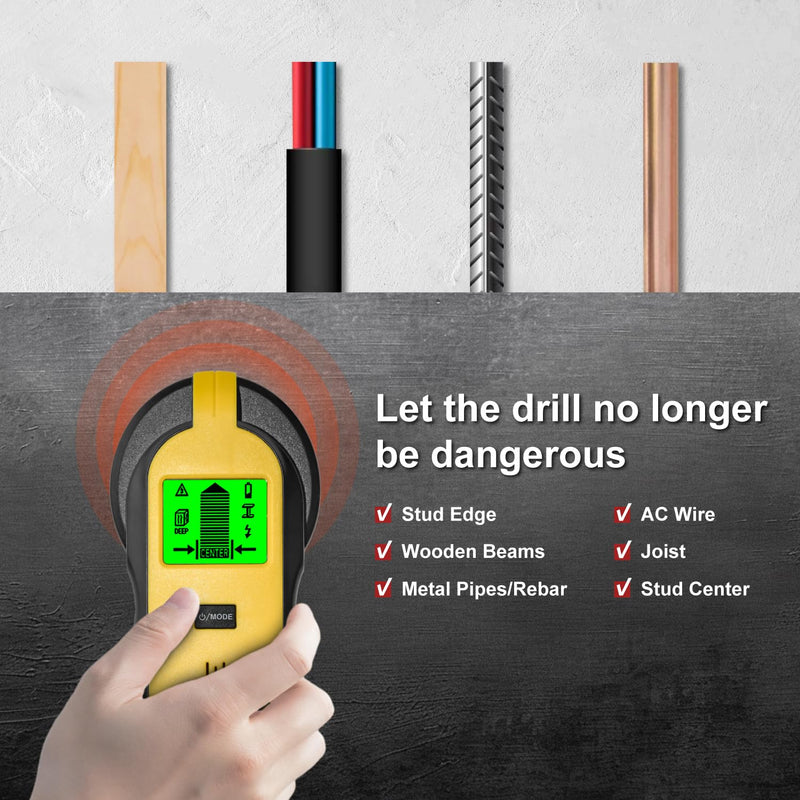 5-in-1 Stud Finder Wall Scanner – Detects Wood, Metal & AC Wires with HD LCD Display & Audio Alarm