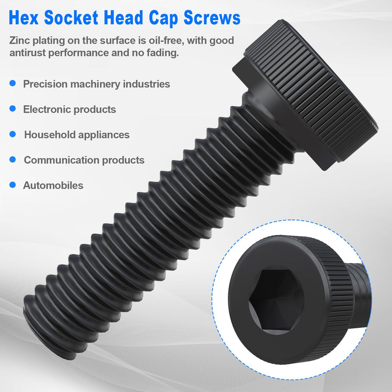 mxuteuk 185PCS M5 Screws Assortment Set,M5 x 30/35/40/45/50mm Hex Socket Head Cap Screws Bolts Nuts Kit,12.9 Grade Alloy Steel M5 Bolts with Hex Wrench M5 x 30/35/40/45/50mm