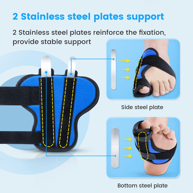 Big Toe Splint for Women & Men, Broken Big Toe Support Brace for Big Toe Fracture Fixation, Sports Sprains, Injuries, Adjustable Big Toe Protector with 2 Aluminum Bars for Day & Night Use - Left - NewNest Australia