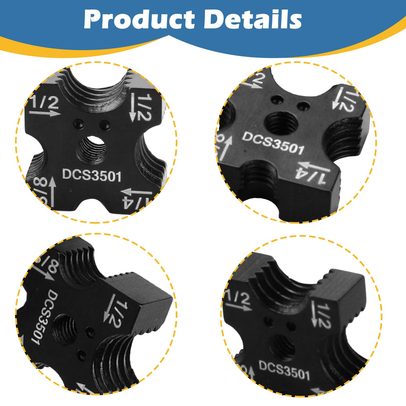 DCS3501 Cutting Die Set for DE-Walt Threaded Rod Cutter DCS35012 with 4-Sided Rotatable Cutter & Size Markings