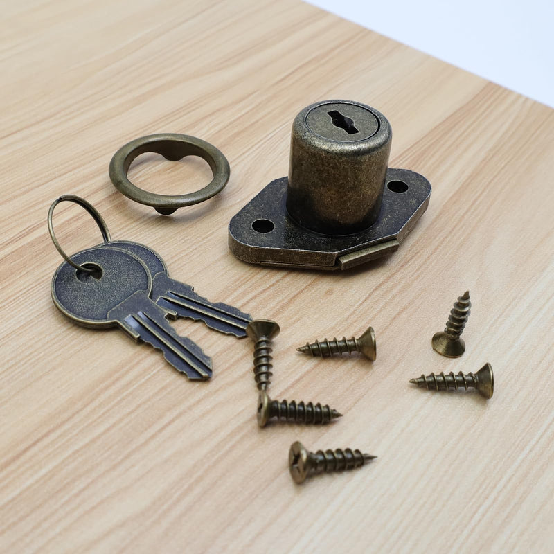 Desk Cabinet Lock,Antique Bronze Drawer Dreeser Cabinet Lock with Keys