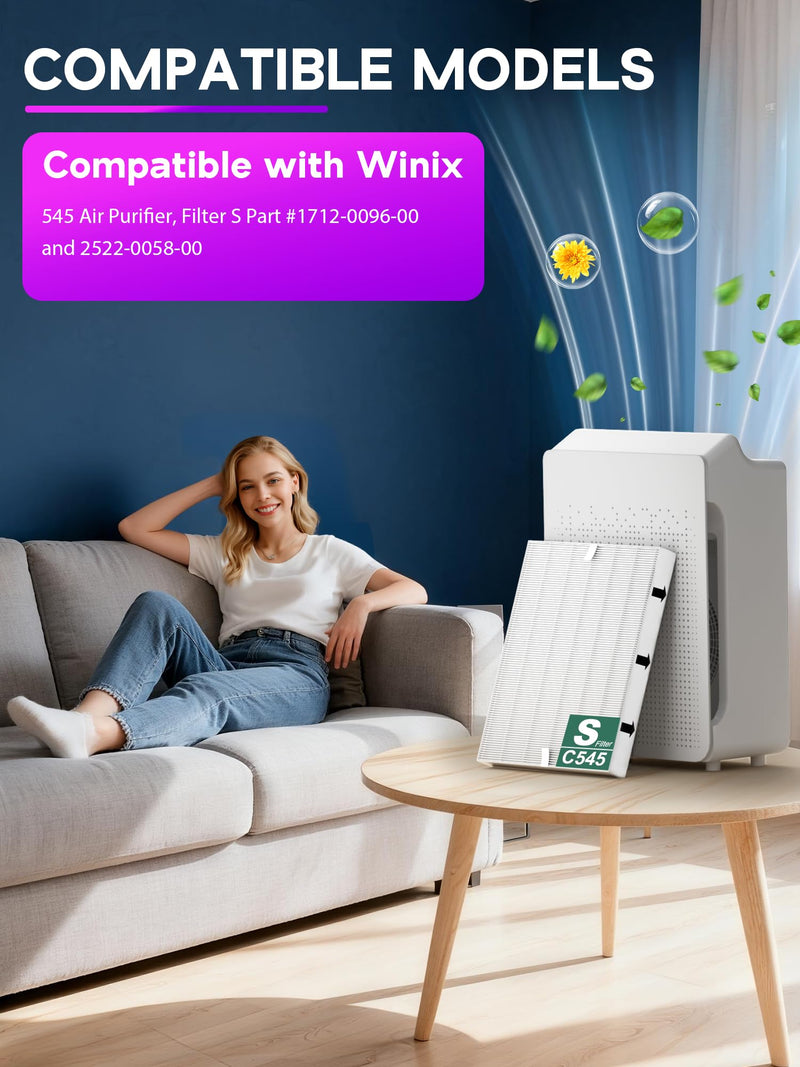 C545 Replacement Filter S Fit for Winix C545, B151, P150, 9300 Air Purifier
