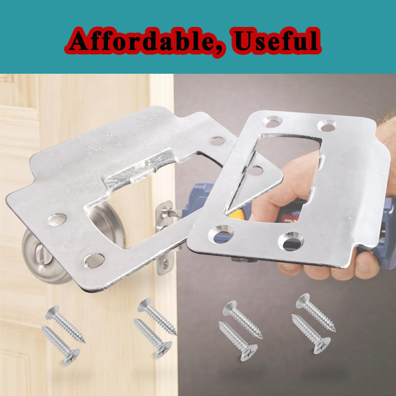 2-1/4" by 1-3/4" Door Latch Restorer Strike Plate for Doors, 2 PCS Universal Door Lock Hardware with Foul 1" Long Screws (Satin Nickel) Satin Nickel