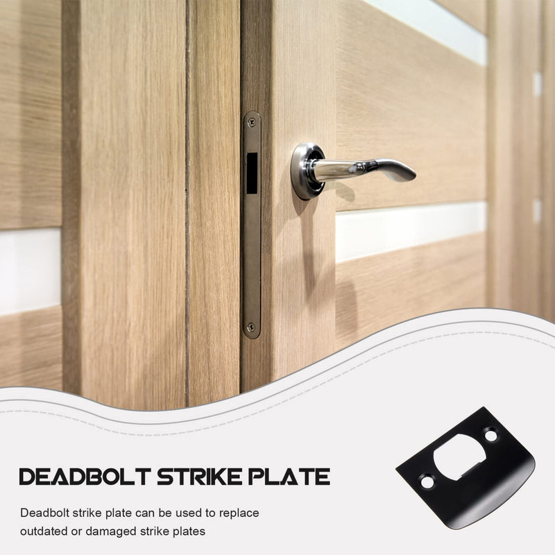 TEHAUX Door Strike Plate Deadbolt Strike Plate 2.16 X 1.77 in Door Reinforcement with Rounded Edges for Lock Alignment Security Replacement 4 Pack 5.5x4.5cm Black