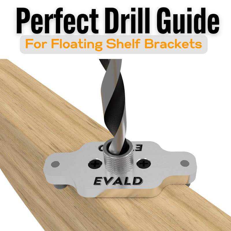 EVALD Dowel Jig Kit for Floating Shelf Bracket | 1/2 inch x 9.8 inch Drill Bit | Doweling Jig for Shelves and Mantels| Hardware Kit for Hidden Shelf Brackets | Floating Shelf DIY Woodworking Tool