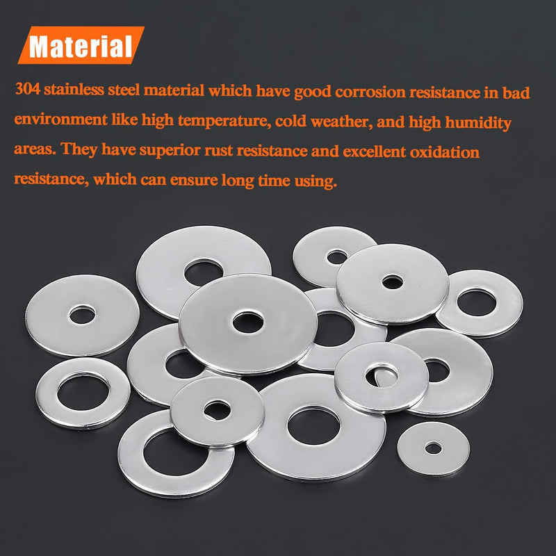 50 Pieces #10 Stainless Flat Washers, 1" Outside Diameter, 0.055" Thickness, 18-8 (304) Stainless Steel Washers, Metal Washers, Flat Washers for Bolts Screws #10 x 1" （50 PCS）