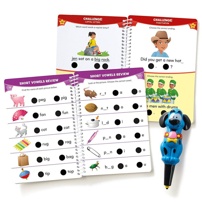 Educational Insights Hot Dots Jr. Let's Master Kindergarten Reading Set, Homeschool & Kindergarten Learn to Read Workbooks, 2 Books & Interactive Pen, 100 Reading Lessons, Ages 5+ Printed Book
