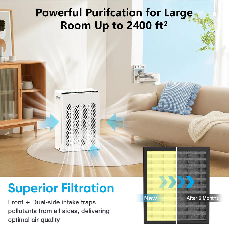 DAYETTE H14 Replacement Filter Compatible AP309/409 Air Purifiers, 4-in-1 H14 Grade True HEPA High-Efficiency Activated Carbon for Pet Dander Odor, 2 Pack Ap309 Ap409 Pet Dander Filter-2 Pack