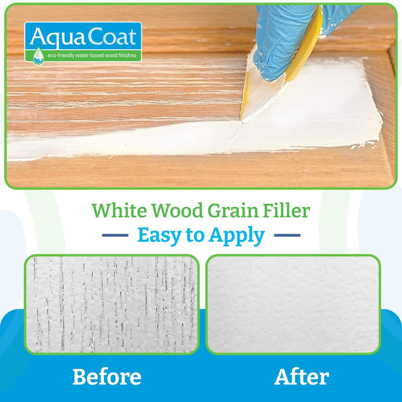 AquaCoat Water-Based White Cabinet Wood Grain Filler Gel – Fast Drying, Low Odor White Wood Filler, Sandable & Paintable for Interior & Exterior Repairs, Upgrades & Restorations – 32 oz 32 Fl Oz (Pack of 1)