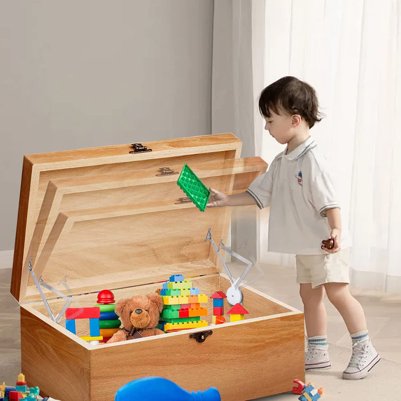 2 Pack | Toys Box Hinges Soft Close - HBL’ Lid Support Hinges Chest Hinges for Wooden Toy Box, Cedar, Storage Trunk & Benches, Made of Zinc Alloy, Safety & Heavy Duty. 2 Pack