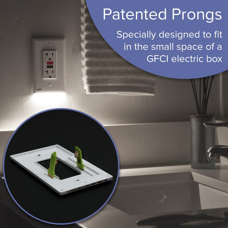 Single - SnapPower GuideLight 2 [for GFCI Outlets] - Replaces Plug-in Night Light - Electrical Receptacle Wall Plate with LED Night Lights - Auto On/Off Sensor - (GFCI, White)