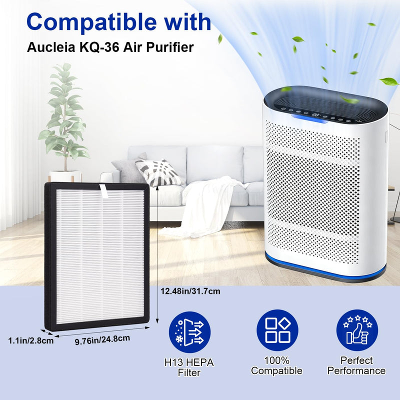 KQ-36 Filter Replacement - Compatible with Aucleia KQ-36 Air Purifier, 3-in-1 High-Efficiency Carbon Filter Filtration,2 Pack