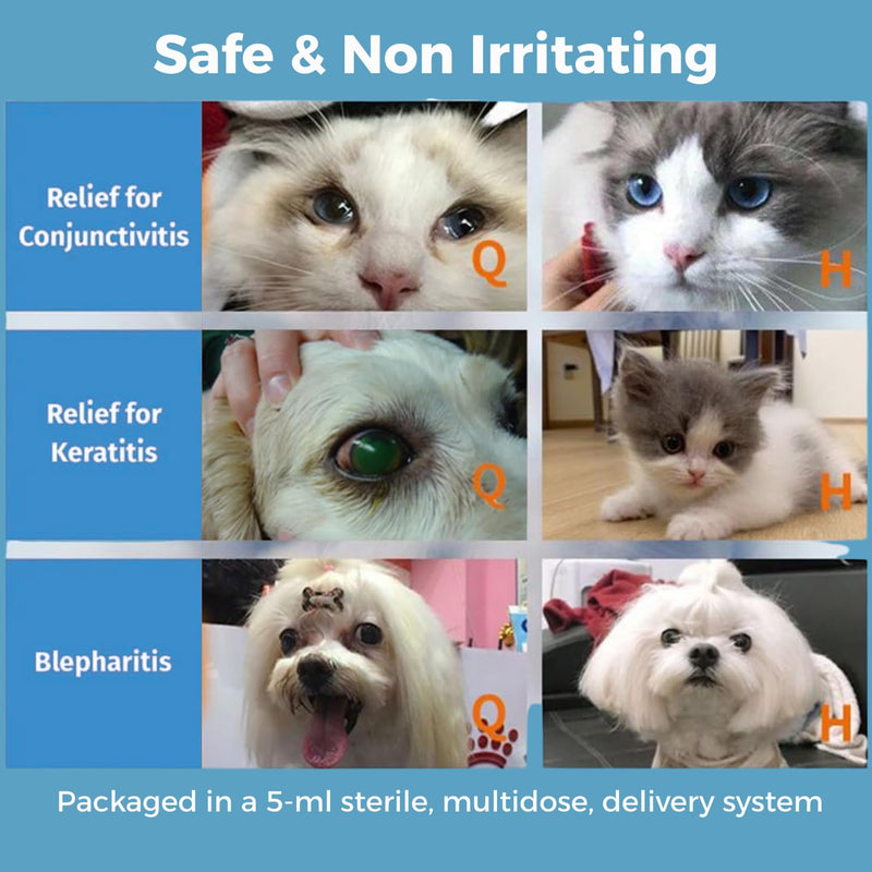 Visiopet Pet Eye Drops - Eye Drops for Dogs and Cats Vet-Recommended Dog Eye Infection Treatment to Soothe Infection Allergy,Relieve Dry Eyes Pink Eyes, Pet Tear Stain Cleaner 1/8 oz /5 ml