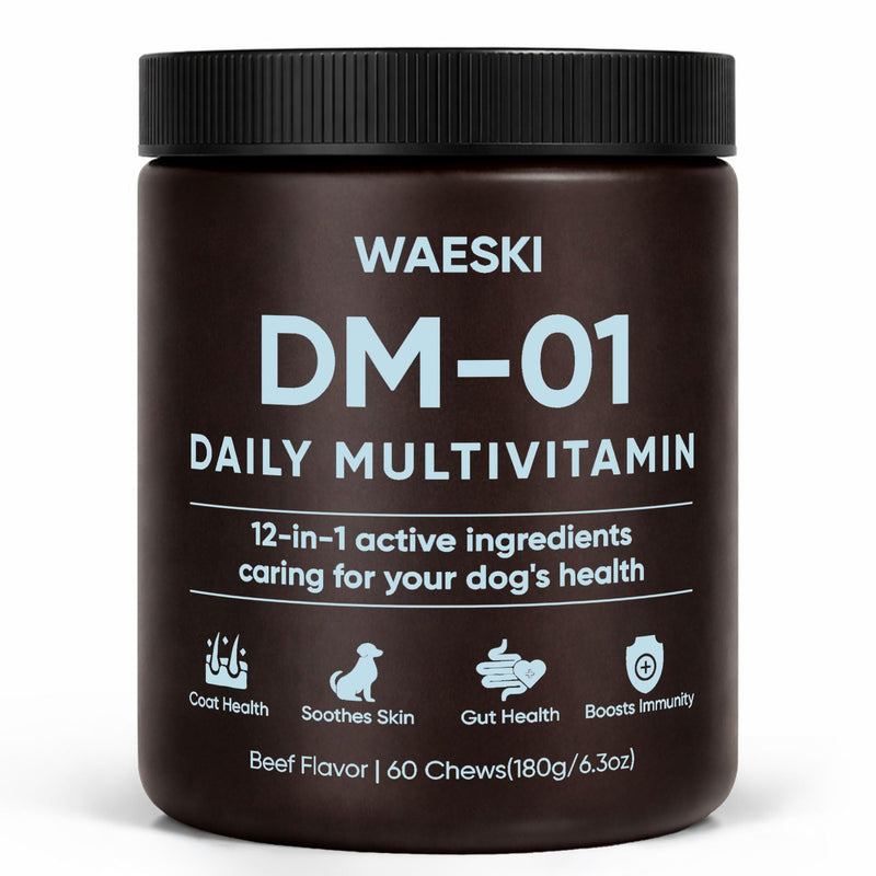 DM-01 Daily Multivitamin, Multivitamin Itch Relief Chews for Dog, Made with 12 Active Ingredients for Hip & Joint, Digestive & Boost Immunity, 60 Chew