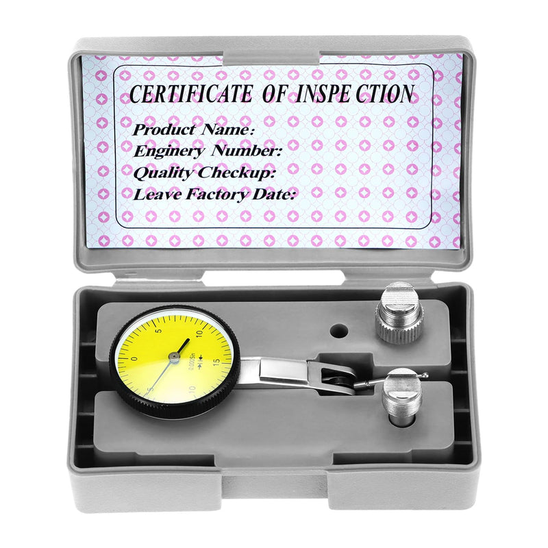 QWORK Dial Test Indicator, Narrow Area Measurement 3/8'' and 5/32'' Steel Dovetail Clamps, 0.030" Test Indicator 0. 0005" GR Dial Reading 0-15-0