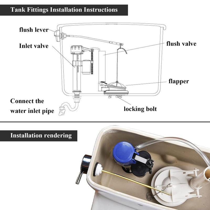 Toilet Flush Valve Replacement Kit, Universally for 3-Inch One-Piece Toilets, Includes Chain & Rubber Seal, Compatible with TOTO, American Standard, and Other WC Tank Repair Parts