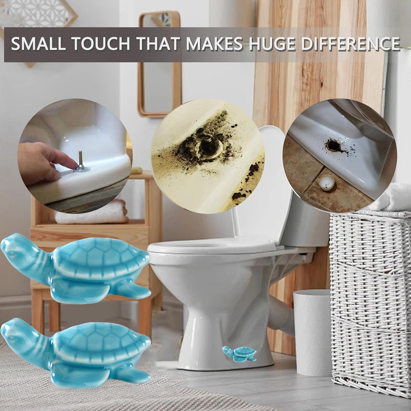 Cute Turtle Toilet Bolt Caps Ceramic Sea Turtle Toilet Bolt Covers Decorative, Set of 2 Toilet Screw Cover Caps, Toilet Caps for Bottom of Toilet, Toilet Bowl Caps for Bolts Bathroom Decor (F) F
