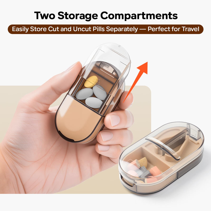 Daviky Pill Cutter Splitter with Removable Silicone Pad, Safe and Precise Cutting for Large, Small & Tiny Pills, Vitamins and Tablets, Stainless Steel Blade, Travel Size, BPA Free 1 PCS