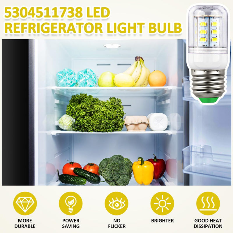 KEI D34L Refrigerator Bulb Replacement for Frigidaire Kenmore Electrolux 5304511738 LED Refrigerator Replace PS12364857 AP6278388 4584444 (110V-240V 3.5W White Light) - 2 Pack 2pcs