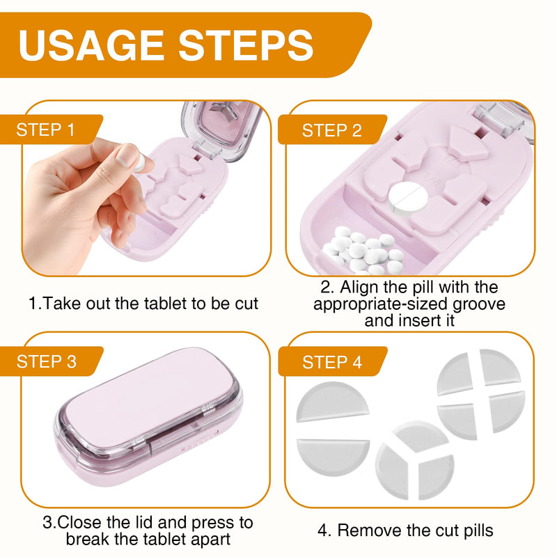 2PCS Portable Pill Cutter Splitter, 1/2 1/3 1/4 Pill Cutter Splitter for Small and Tiny Pills with Storage Box