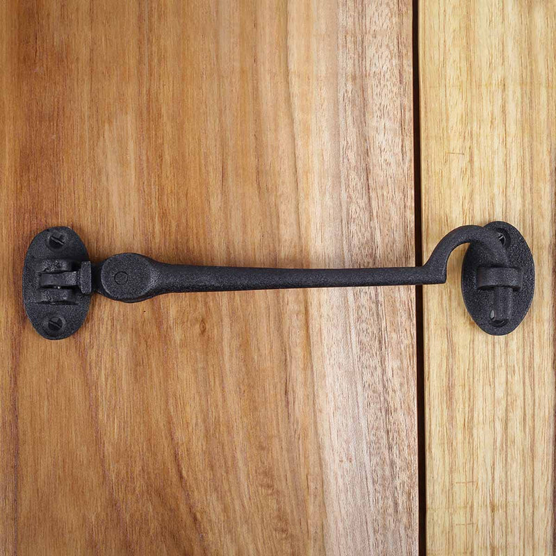 Renovators Supply Manufacturing Door Latch Lock 6 in. Cast Iron Swivel Style Hook and Eye Latch for Door in Oil Rubbed Bronze Finish with Mounting Hardware Pack of 2 6-inch Swivel Hook