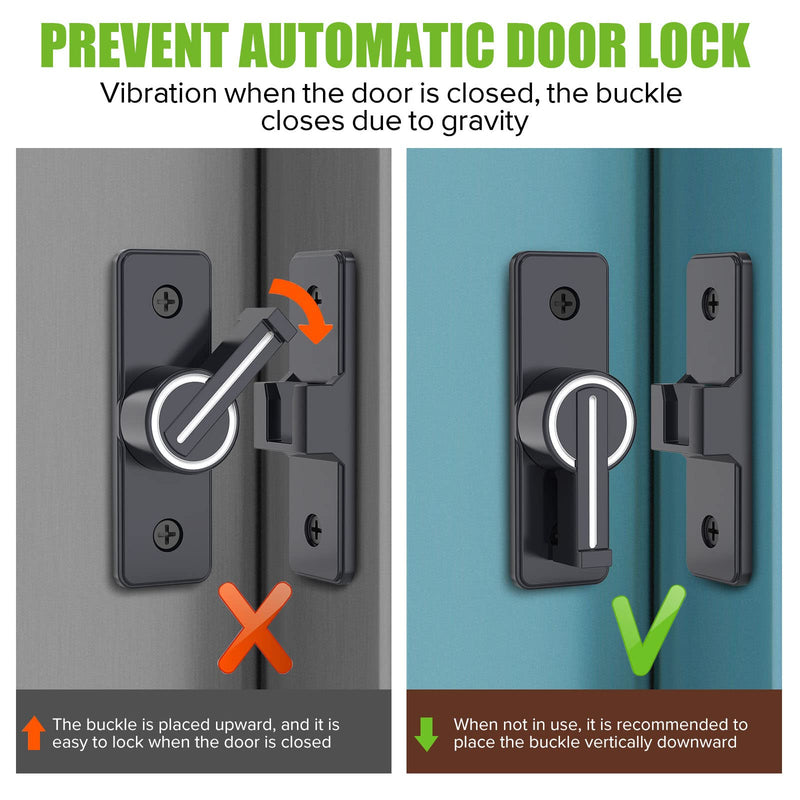 Barn Door Lock Hardware, 90 Degree Heavy Duty Safety Gate Latches Flip Bolt Latch Lock, Barn Sliding Door Latch Suitable for Garden, Bathroom, Outdoor, Window (Luminous-2PCS) Luminous-2PCS