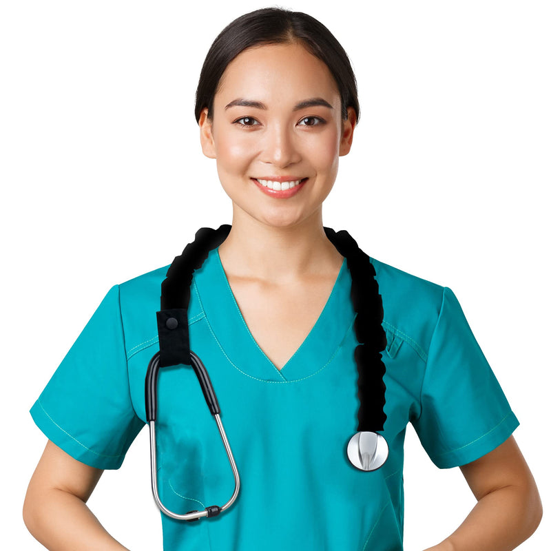 ABAMERICA Stretchy Stethoscope Cover Scrunchie, Stretchy Slim Looking Stethoscope Sleeves Universal Fit to All Types of Stethoscopes A14- 1 Pcs Stretchy Rayon - Black