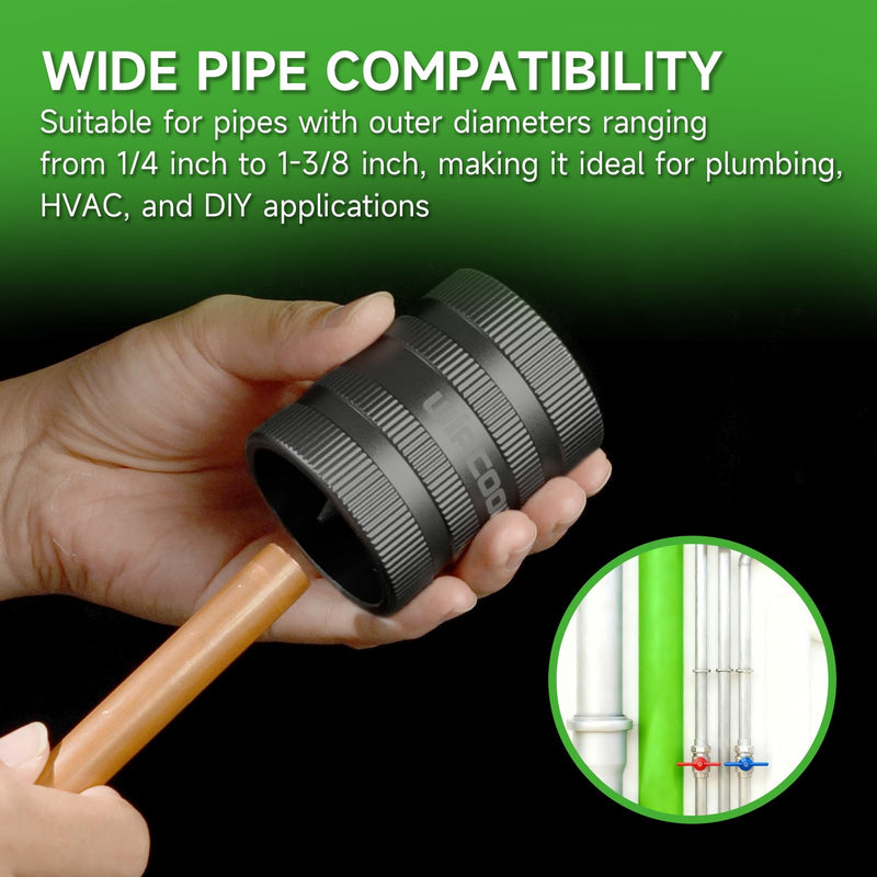 WIPCOOL Deburring Tool for Copper/PVC Pipe, PlumbingTools, 1/4" to 1-3/8"Inner Outer Hard Tube Chamfering Tool Outer Pipe Reamer, Copper Pipe Cleaner