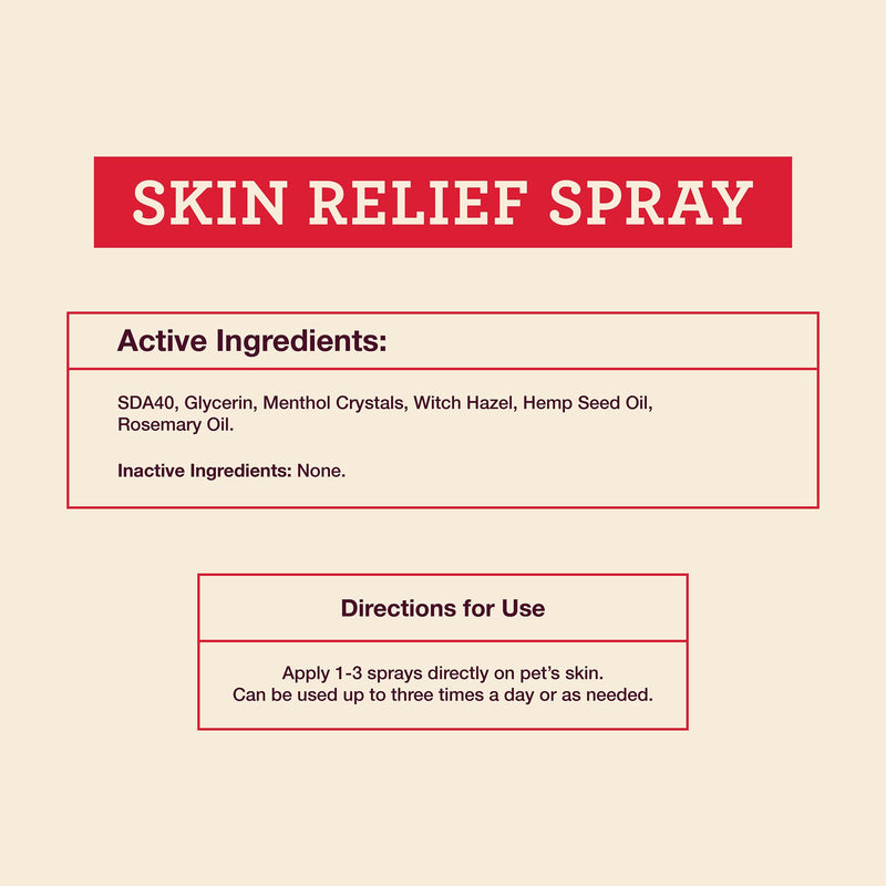 Hemp Well Skin Itch Relief Spray for Dogs and Cats - Hemp Seed Oil, Witch Hazel, Rosemary Oil