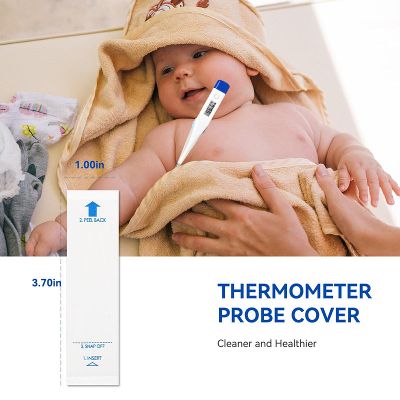 Berrcom Disposable Digital Thermometers Probe Covers Set of 100 Oral Rectal Thermometer Probe Cover Universal Thermometers Sleeves for Adult and Kids DT-100TZ