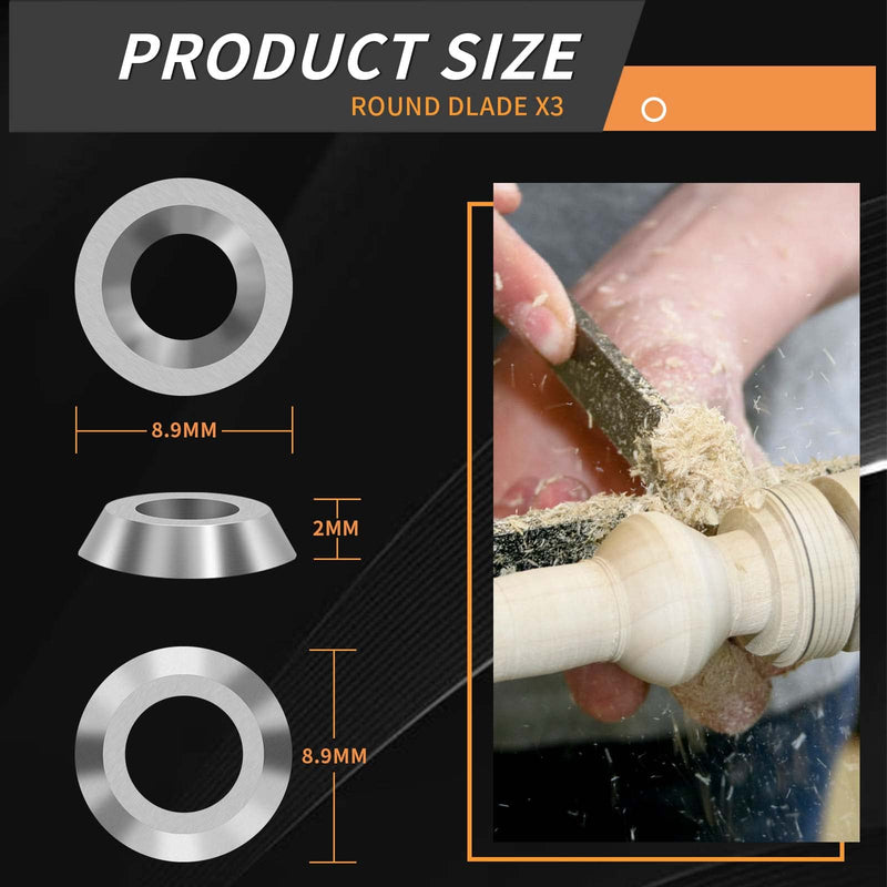 12PCS Carbide Lathe Tools Carbide Inserts for Wood Lathe Turning Tool,Include 11mm Square with Radius,12mm and 8.9mm Round,30x10mm Diamond with Sharp Point with Screws Silver 12pcs