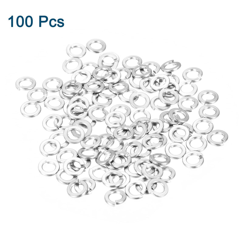 uxcell #4 Split Lock Washer, 100Pcs 304 Stainless Steel Spring Lock Washers Metal Split Ring Washer for Screw Bolts Machinery 100