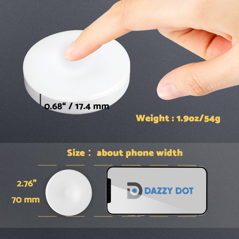 Rechargeable Puck Lights 2 Pack, Dimmable Touch Light Stick on for Closet, Magnetic Tap Light 1000mAh Battery Powered, Portable Led Light Cool White for Locker, Cabinet, Bedside, Kitchen
