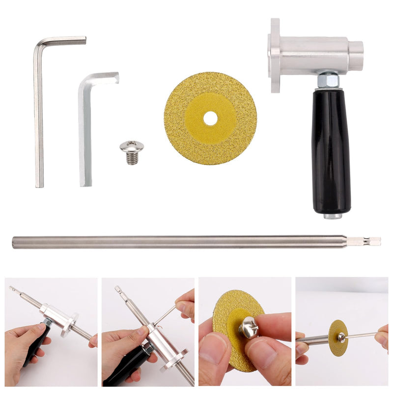 PVC Inside Pipe Cutter, Including Diamond Grit Wheel & Handle 1-1/2" to 8" Adjustable Pipe Diameter 7" Cutting Depth 1/4" Hex Shank for Impact Drivers & Drills