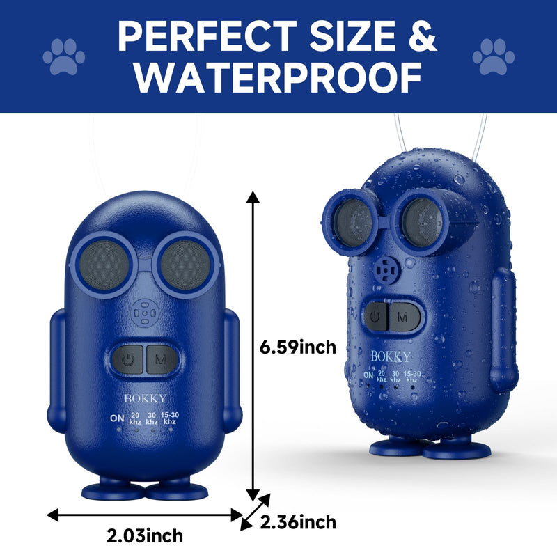 15-30kHz Adjustable Dog Bark Deterrent Devices with IPX5 Waterproof, 2-in-1 Fast Charging Anti Barking Silencer - Ideal for Outdoor and Indoor 1PACK-BLUE