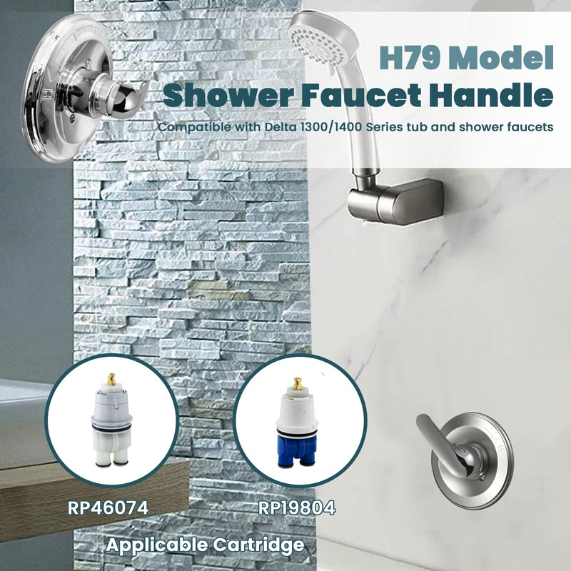 NBPLUS H79 Single Metal Lever Handle Kit for Delta 1300/1400 Series Tub Faucets, Shower Valve Handle Replacement Easy Install