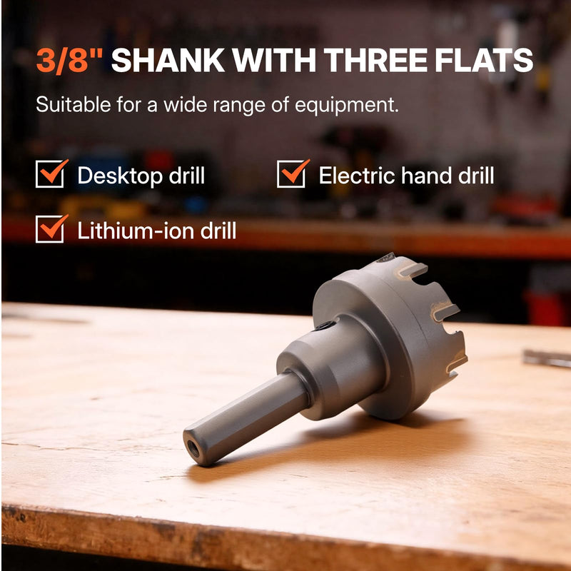 5PCS Carbide Hole Cutter Kit, Hole Saw Set with 2 Pilot Drill Bits & Aluminum Storage Case, 7/8", 1-1/8", 1-3/8" Metal Hole Saw Kit for Stainless Steel, Sheet Metal, Iron, Aluminum & Electricians 5
