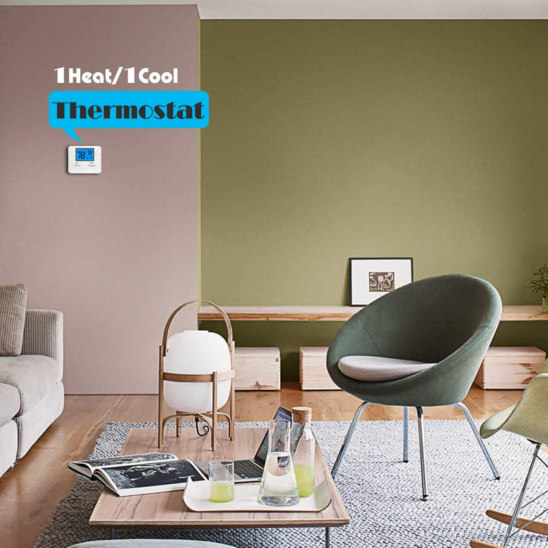 Non-Programmable Thermostats for Home 1 Heat/1 Cool Conventional Single-Stage Systems Off-white ( Blue Backlight )