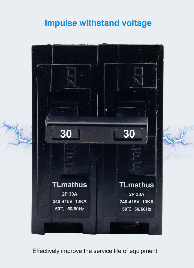 30 Amp 2 Pole Type QP Circuit Breaker Plug-in Mount Standard MCB Thermal Magnetic Protection, 10KA 120/240V, Compatible with Siemens PL and ES Series Load Centers(2P 30A) 2P 30A