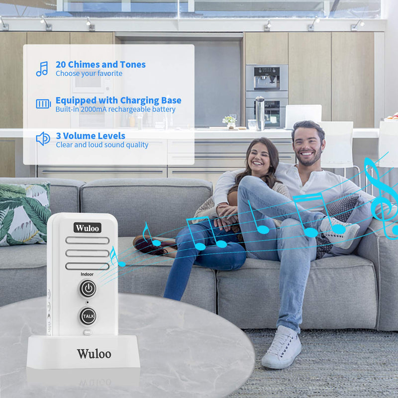 Wuloo Wireless Intercom Doorbell Chime for Home Intercomunicador (1&1-White) 1&1-White