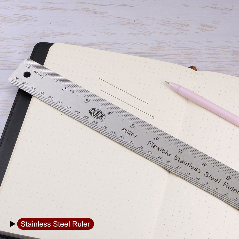 HARFINGTON Stainless Steel Rulers with Non-Skid Backing 61cm/24" Inch and Metric Metal Ruler Straight Edge Measuring Tool 24 Inch