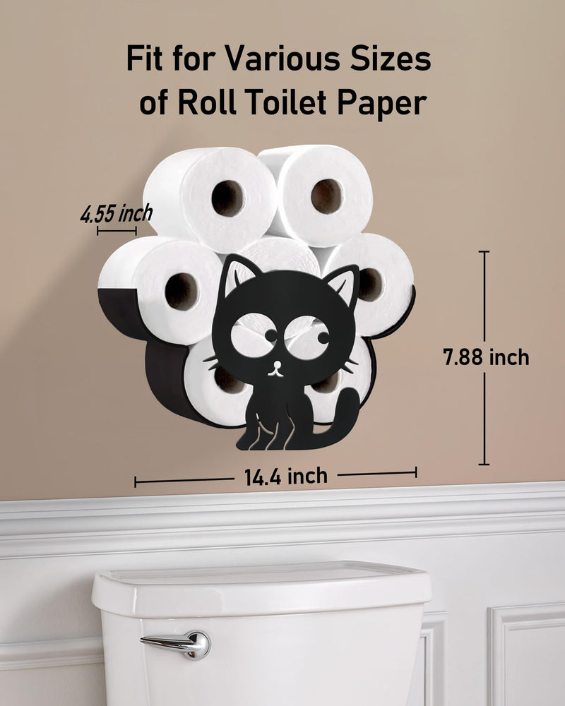 Cat Toilet Paper Holder for Extra 8 Rolls, Unique Decorative Toilet Paper Storage Wall Mounted, Farmhouse Bathroom Animal Decor Accessoris Storage Cabinet