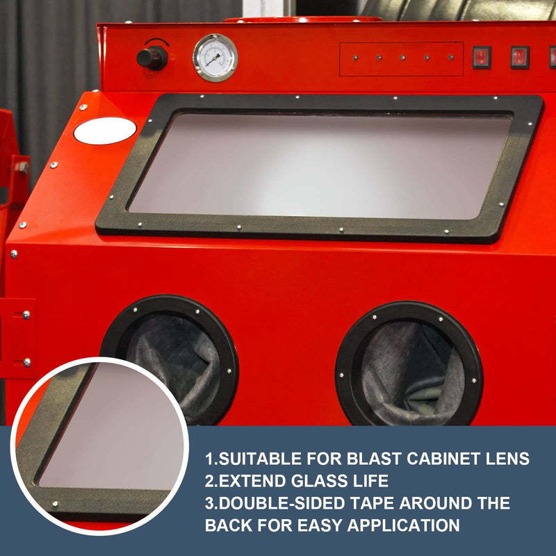 6 Pcs Abrasive Blasting Cabinet Lens Cover Polyester Film Sandblast Cabinet Inner Lens Protector Adhesive Standard Sand Blast Film for Sandblast Replacement, 23 x 11 Inch 6