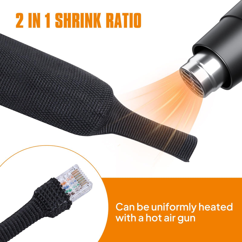 2-1/4'' Flat Heat Shrink Hose Sleeve Protector Cable Cover 30ft | Abrasion Resistant Protective Hose Sleeving For Welding Tig Torch, Hydraulic Hose 30Feet(360Inch)
