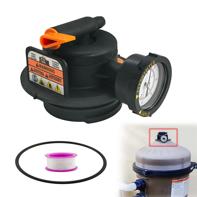 2420MAR2 Manual Air Relief Assembly, DEX2420MAR2 Air Relief Valve, Compatible with Pro-Grid DE, Swim Clear and Swim Clear Cartridge Filters with Teflon Tape and O-Ring