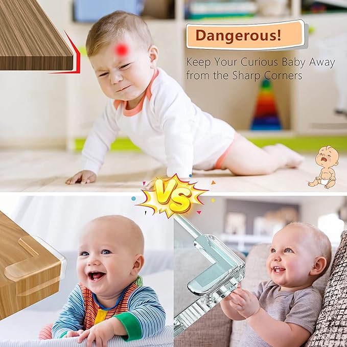Corner Cushion Corner Guard Transparent Set of 16 for Babies, Children, Injury Prevention, Nursery Safety Measures, Protects Furniture Corners (L Shape, Transparent) - NewNest Australia